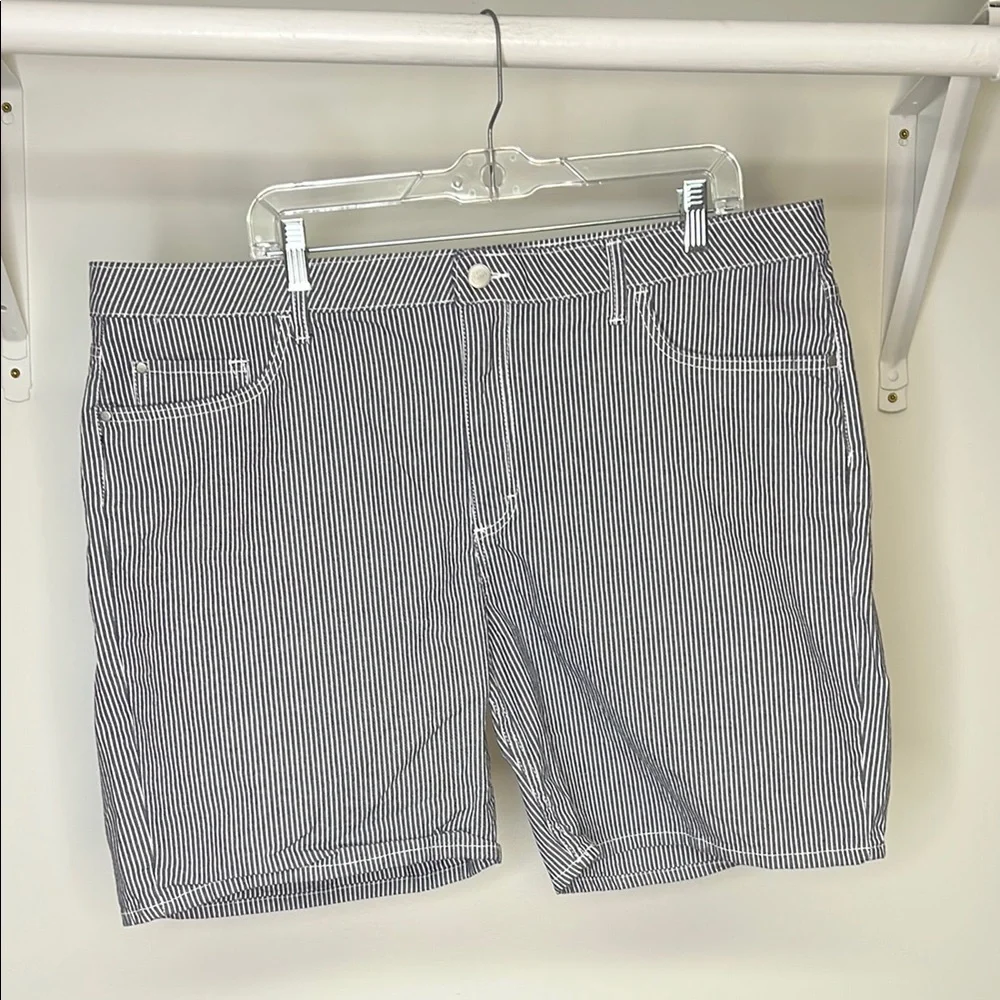 Lee Riders Mid-Rise Striped Navy Blue and White Shorts- 20